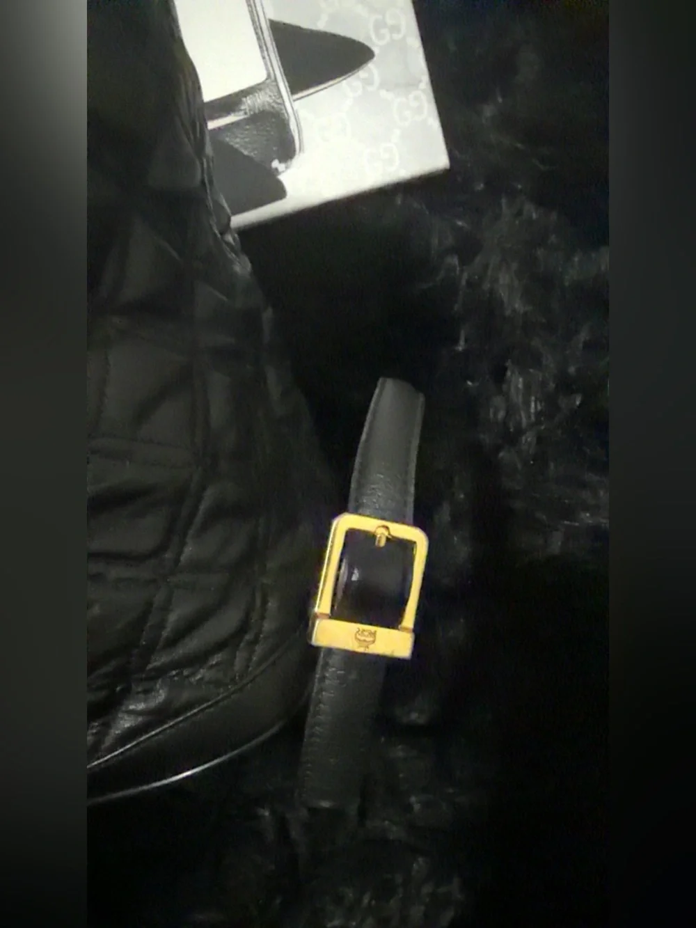 MCM Black Quilted Leather Backpack with Gold Hardware Accents